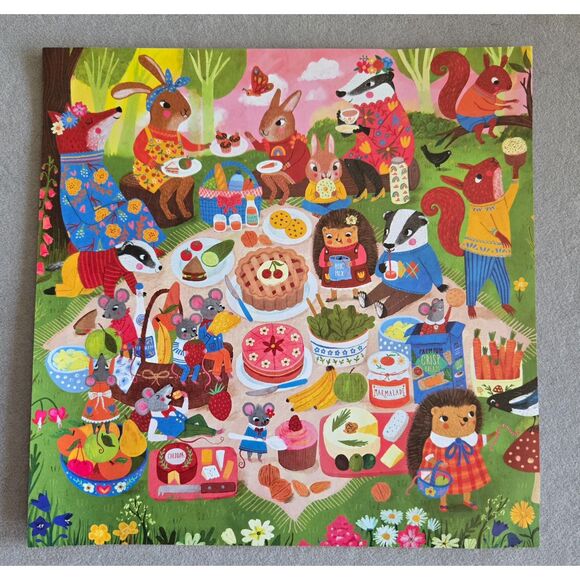 Mudpuppy Woodland Picnic 500 pc Jenny Miriam Complete Kangaroo Rabbit Fox Mouse - Picture 3 of 5